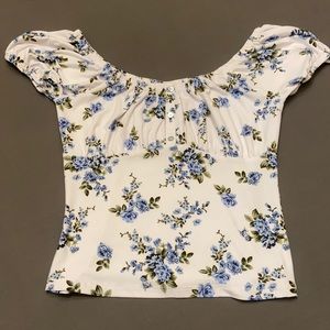 Rue 21 Floral Cropped Off Shoulder Tee